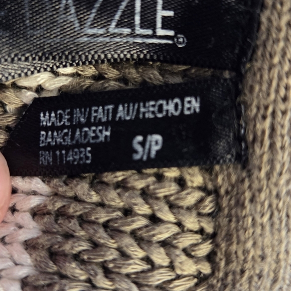 Razzle Dazzle Striped Olive and Coral Crocheted Sweater Size Small - Picture 5 of 5